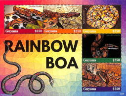 Guyana 2022 Rainbow Boa 5v M/s, Mint NH, Nature - Reptiles - Snakes - Guyane (1966-...)