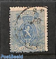 Belgium 1866 2c, Blue, Perf. 15, Used, Used Stamps - Gebraucht