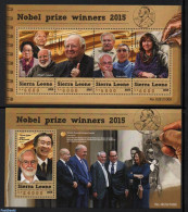 Sierra Leone 2015 Nobel Prize Winners 2 S/s, Mint NH, History - Science - French Presidents - Nobel Prize Winners - Pe.. - De Gaulle (General)