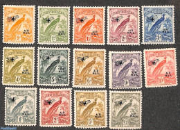 British New Guinea 1931 Airmail Definitives 14v, Unused (hinged), Nature - Transport - Birds - Aircraft & Aviation - Airplanes