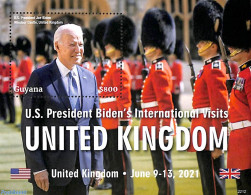 Guyana 2022 President Biden Visits United Kingdom S/s, Mint NH, History - Various - American Presidents - Uniforms - Costumes