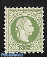 Austria 1867 3Kr, Perf. 9.5, Without Gum, Unused (hinged) - Neufs