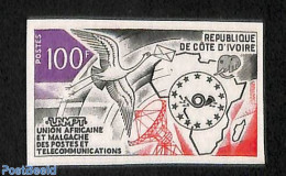 Ivory Coast 1973 UAMPT 1v, Imperforated, Mint NH, Nature - Various - Birds - Joint Issues - Maps - Ongebruikt