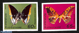 Ivory Coast 1977 Butterflies 2v, Imperforated, Mint NH, Nature - Butterflies - Ongebruikt