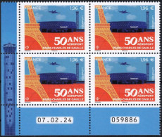 FRANCE 2024 - Bloc De 4 Coin Daté  - 50 ANS AÉROPORT  PARIS-CHARLES  DE GAULLE - YT 5763 Neuf ** - Unused Stamps