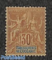 French Oceania 1892 30c, Stamp Out Of Set, Unused (hinged) - Other & Unclassified