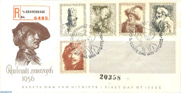 Netherlands 1956 Rembrandt 5v, FDC With Lines, With Address, Open Flap, First Day Cover, Art - Rembrandt - Covers & Documents