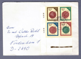 DDR Brief - Bogenecke Zusammendrucke Viererblock Mi 3156-3159 - Leerfelder Farbleiste - Historische Siegel   (DRSN-0069) - Briefe U. Dokumente