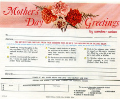 USA 1968 Telegramma Wester Union Holiday Greetings Telegramm Telegram Telegramme - Muttertag