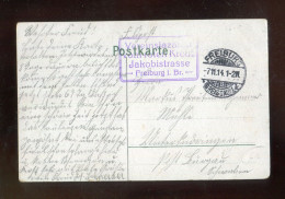 "DEUTSCHES REICH" 1914, Ansichtskarte Per Feldpost Ex Freiburg, Violl. R4 "Vereinslazarett Vom Roten Kreuz" (L2189) - Covers & Documents