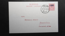 Schleswig Mi. GA Karte P 5 Von Tondern 3.6.1920 Nach Oranienburg Rs. Kein Text-Mi. Bedarf 110.-€ - Schleswig