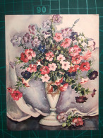 CARTE DE COLLECTION, FLEURS, ART : Magnifique Peinture D'un Vase Avec De Belles Fleurs, Couleurs Pastel. Nature Morte - Fleurs