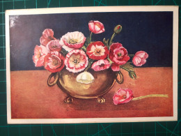 CARTE DE COLLECTION, FLEURS, ART : Magnifique Peinture D'un Vase Avec De Belles Fleurs, Couleurs Pastel. Nature Morte - Fleurs