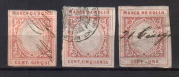 ITALY. 3 FISCAL TAX REVENUE STAMPS  1860s USED - Fiscaux