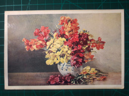 CARTE À COLLECTIONNER, FLEURS, ART : Magnifique Peinture D'un Vase Avec De Belles Fleurs, Couleurs Pastel. Nature Morte - Fleurs