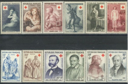 FRANCE - 1954/59, FOR THE PROFIT OF RED CROSS STAMPS SERIES OF 6 SETS EACH COMPLETE SET OF 2, UMM, (**). - Neufs