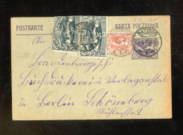 "D.ABST.GEB.-OBERSCHLESIEN" 1922, Postkarte Mi. P 3 Mit Zusatzfrankatur, Stegstempel "RATIBOR" (L2210) - Silesia