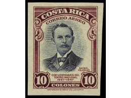 (*) COSTA RICA. 1947.  50 ANIV. TEATRO NACIONAL. ENSAYO DE COLOR.  SERIE COMPLETA, 10 Valores Sin Dentar. - Other & Unclassified