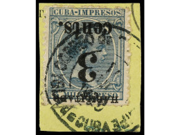 CUBA: OCUPACION ESTADOS UNIDOS. PUERTO PRÍNCIPE. 3 Cents S. 3 Mils. Verde QUINTA TIRADA (posición 1) SOBRECARGA INVERTID - Other & Unclassified