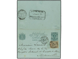 CAMBOYA. 1901. Siamese Postal Stationary Letter Card 12 Att Green Written From The Bank Of Indo-China, Pnom Penh Bearing - Other & Unclassified