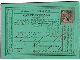 SENEGAL. 1908. Postal Card Franked With 10 C. Dubois Issue (uncancelled) Prepaying The UPU Card Rate To HOLLAND. Front S - Other & Unclassified
