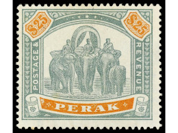 (*) MALAYA: PERAK. 25 $ Verde Y Naranja. Sin Goma (no Gum). MUY RARO. S.G. 80. Yv.32. Cat. 12.500€. - Other & Unclassified