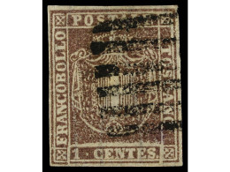 ° ITALIA ANTIGUOS ESTADOS: TOSCANA. 1860. 1 Cto. Castaño Violeta, Márgenes Completos. MAGNÍFICO. Sa.17. Sassone.1.350€. - Other & Unclassified