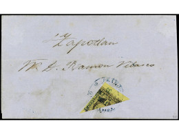 MEXICO. (1861 Ca.). GUADALAJARA. Cover To ZAPOTLAN At 2 Real Rate Franked By Diagonally Bisected 1861 4r Black On Yellow - Other & Unclassified