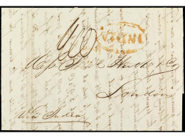 FILIPINAS. 1845. MANILA A LONDRES. Circulada Privadamente Hasta Bombay (marca De Encaminador Al Dorso) Circulada Por El  - Other & Unclassified