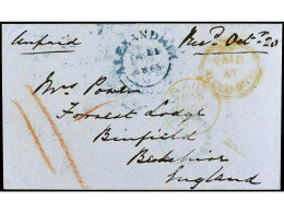 COLONIAS INGLESAS. 1855. ALEXANDRIA A INGLATERRA. Sobre Con La Marca PAID/AT/ALEXANDRIA En Rojo Y Fechador De Doble Círc - Other & Unclassified
