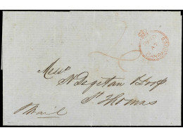 COLONIAS INGLESAS. 1854. BARBADOS A ST. THOMAS (D.W.I.). Envuelta Circulada Con La Marca PAID/AT/BARBADOS En Rojo, Tarif - Other & Unclassified