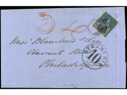 COLONIAS INGLESAS. 1856. BARBADOS A PHILADELPHIA (U.S.A.). Envuelta (falta Parte Del Dorso) Circulada Con Sello De (1 D. - Other & Unclassified