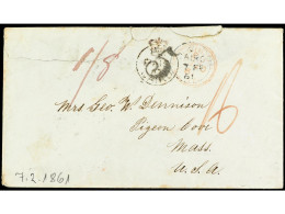 COLONIAS INGLESAS. 1861. CAIRO A U.S.A. Sobre Circulado Con La Marca PAID/AT/CAIRO En Negro Y Tarifa Manuscrita  '1/8',  - Other & Unclassified