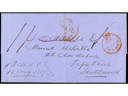 COLONIAS INGLESAS. 1867. DOMINICA A ESCOCIA. Envuelta Circulada Con La Marca PAID/AT/DOMINICA En Rojo, Tarifa Manuscrita - Other & Unclassified