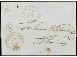 COLONIAS INGLESAS. 1846. CARACAS (Venezuela) A ST. THOMAS. Carta Completa Con Texto, Marca PAID/AT/LA GUAYRA Y Fechador  - Other & Unclassified