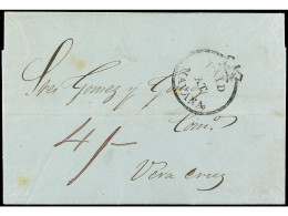 COLONIAS INGLESAS. 1847. HABANA (Cuba) A VERACRUZ. Carta Completa Con Texto, Marca PAID/AT/HAVANA Tipo CC1b En Negro, Ta - Other & Unclassified