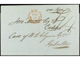 COLONIAS INGLESAS. 1847. HONG KONG A CÁDIZ Encaminada Vía Gibraltar. Envuelta De Carta Circulada Con La Marca PAID/AT/HO - Other & Unclassified
