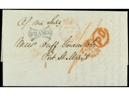 COLONIAS INGLESAS. 1858. HONG KONG A PUERTO DE SANTA MARIA (España). Carta Completa Con Texto, Marca PAID/AT/HONG KONG T - Other & Unclassified
