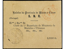 COLONIAS INGLESAS. 1893. FAJA DE PRENSA (falta Parte Del Dorso) Circulada De MACAO A LISBOA Con La Marca PAGO/EM/MACAO Y - Other & Unclassified