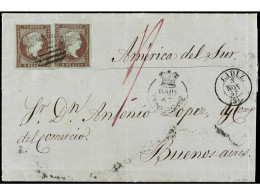 COLONIAS INGLESAS. 1857. CÁDIZ (España) A BUENOS AIRES (Argentina). Carta Completa Con Texto Circulada Con Dos Sellos De - Other & Unclassified