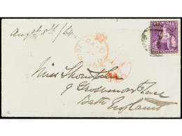 COLONIAS INGLESAS. 1864. TRINIDAD A INGLATERRA. Sobre Circulado Con Sello De 1 Sh. Lila Y Marca PAID/AT/TRINIDAD En Rojo - Other & Unclassified