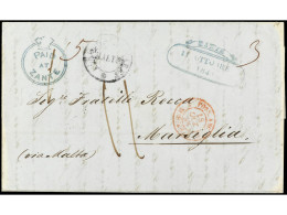 COLONIAS INGLESAS. 1848. ZANTE (Islas Ionicas) A MARSELLA (Francia). Carta Completa Con Texto, Marca PAID/AT/ZANTE En Az - Other & Unclassified