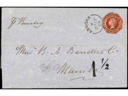 FILIPINAS. 1863. SYDNEY A MANILA. Envuelta Franqueada Con Sello De 1 Sh. Rojo, Tasada A La Llegada Con 1 / 1/2 (reales)  - Other & Unclassified