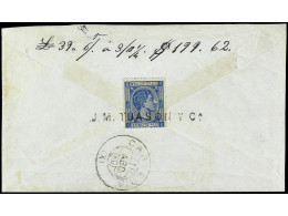 FILIPINAS. 1880. MANILA A MADRID. 125 Mils. Azul. Al Dorso Mat. Lineal J. M. TUASON Y CIA. Magnífico Y MUY RARO Mat. Com - Other & Unclassified