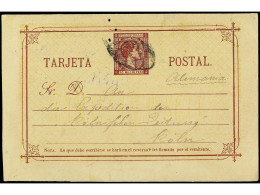 FILIPINAS. 1883. MANILA A ALEMANIA. 50 Mils. Castaño Rojo, Mat. Parrilla Colonial, Tres Minúsculos Agujeros Producidos P - Other & Unclassified