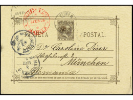 FILIPINAS. 1896. MANILA A ALEMANIA. 3 Ctvos. Castaño, Mat. Fechador De Manila, Llegada En El Frente. Ed.11. - Other & Unclassified