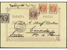 FILIPINAS. 1898. MANILA A SUIZA. 2 Ctvos. Violeta Con Franqueo Adicional De 5 Mils. Castaño Rojo (2) Y 8 Ctvos. Castaño, - Other & Unclassified