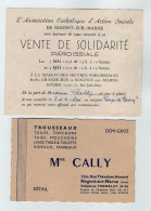VP23.175 - 1952 - Invitation & CDV - Carte De Visite - Trousseaux ....Mme CALLY à NOGENT - SUR - MARNE - Visiting Cards