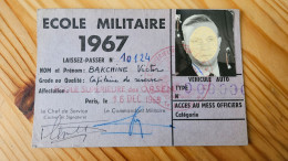 1967 ECOLE MILITAIRE ORSEM Laissez Passer BAKCHINE Victor Capitaine De Réserve - Documents