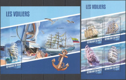 Hm1775 2018 Niger Tall Sailing Ships Water Birds Transport #5553-6+Bl812 Mnh - Ships
